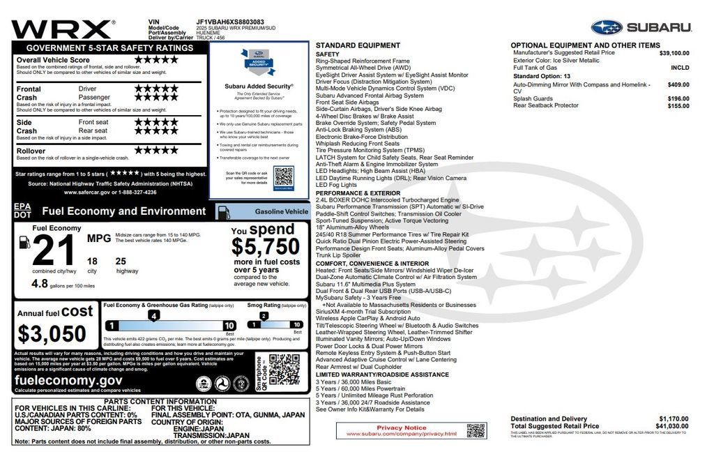 Used 2025 Subaru WRX Premium AWD/4WD image 3
