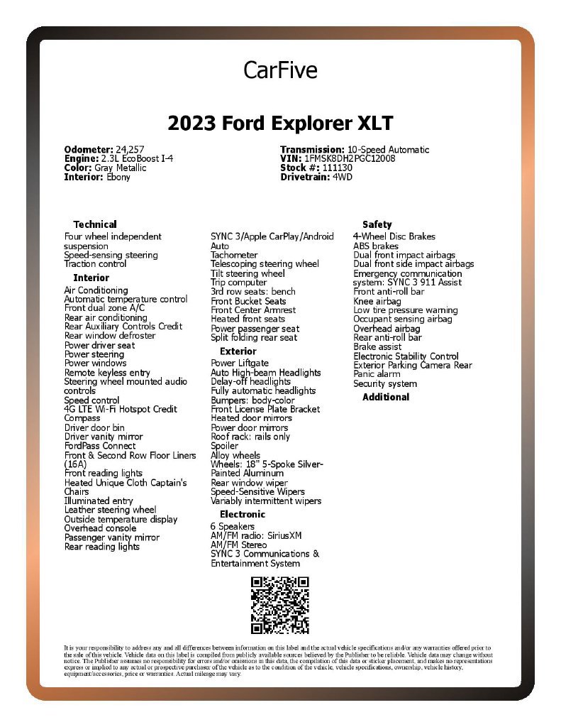 Used 2023 Ford Explorer XLT w/ Class IV Trailer Tow Package AWD/4WD image 30