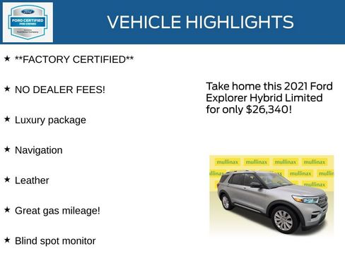 Used 2021 Ford Explorer Limited w/ Hybrid Equipment Group 310A RWD image 11