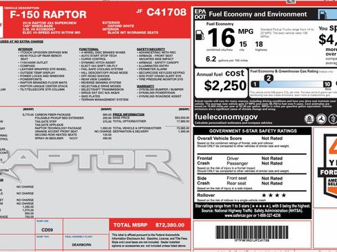 Used 2018 Ford F150 Raptor w/ Equipment Group 802A Luxury AWD/4WD image 15