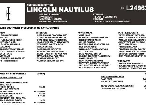 Used 2022 Lincoln Nautilus FWD w/ Premium Package image 2