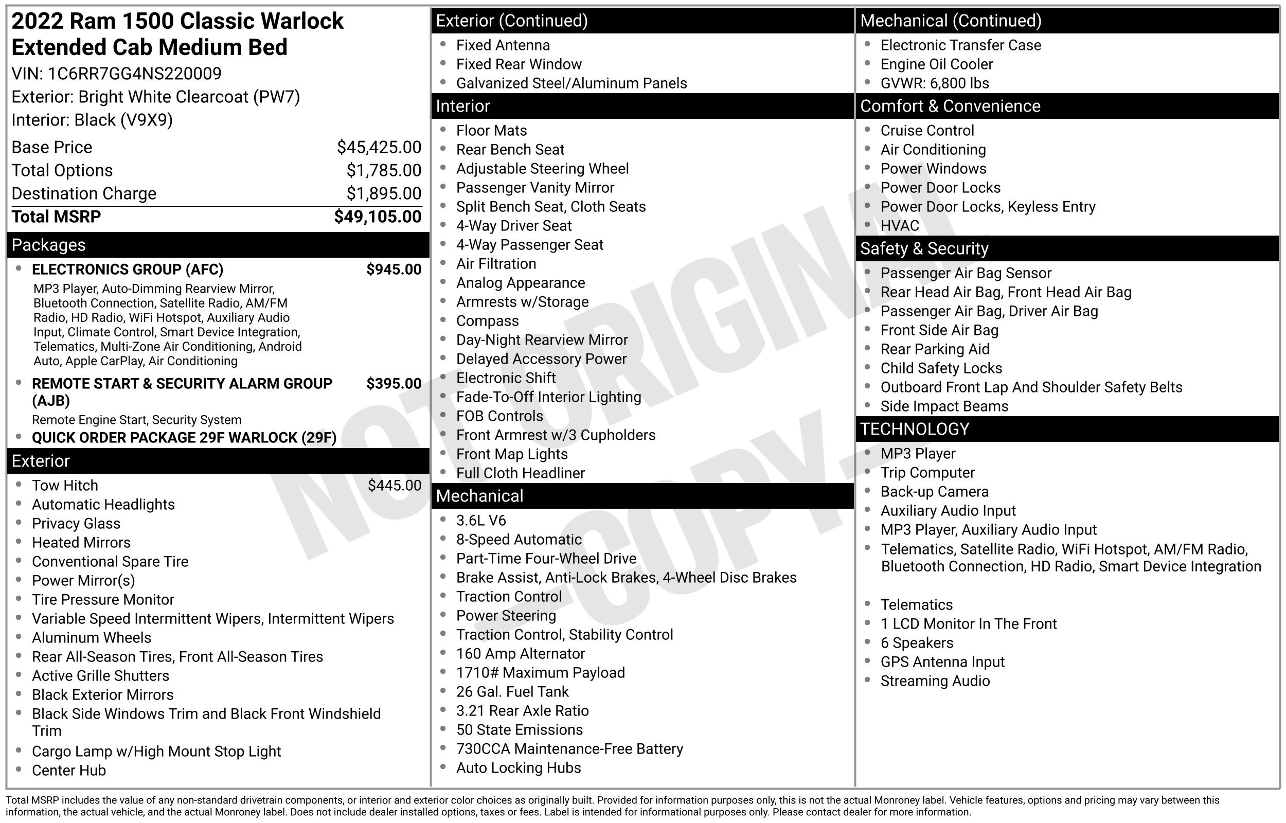 Used 2022 RAM 1500 Warlock w/ Electronics Group AWD/4WD image 2