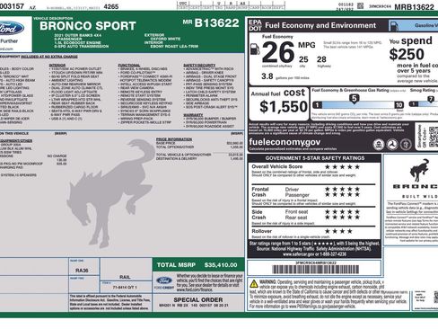 Used 2021 Ford Bronco Sport Outer Banks w/ Outer Banks Package (96D) image 36