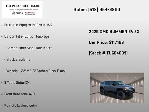 New 2026 GMC Hummer EV 3X w/ Carbon Fiber Edition Package AWD/4WD image 6