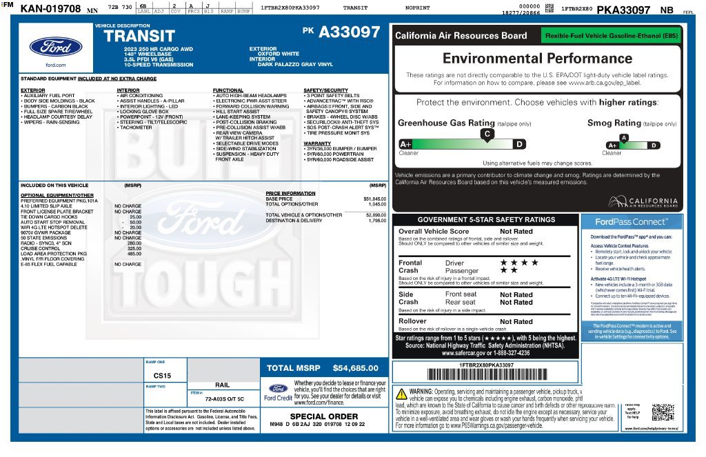 Used 2023 Ford Transit 250 148 High Roof AWD w/ Load Area Protection Package image 2