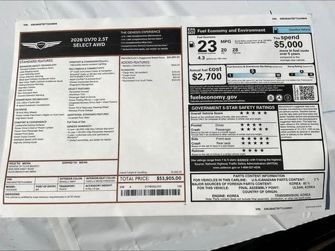 New 2026 Genesis GV70 2.5T Select image 13
