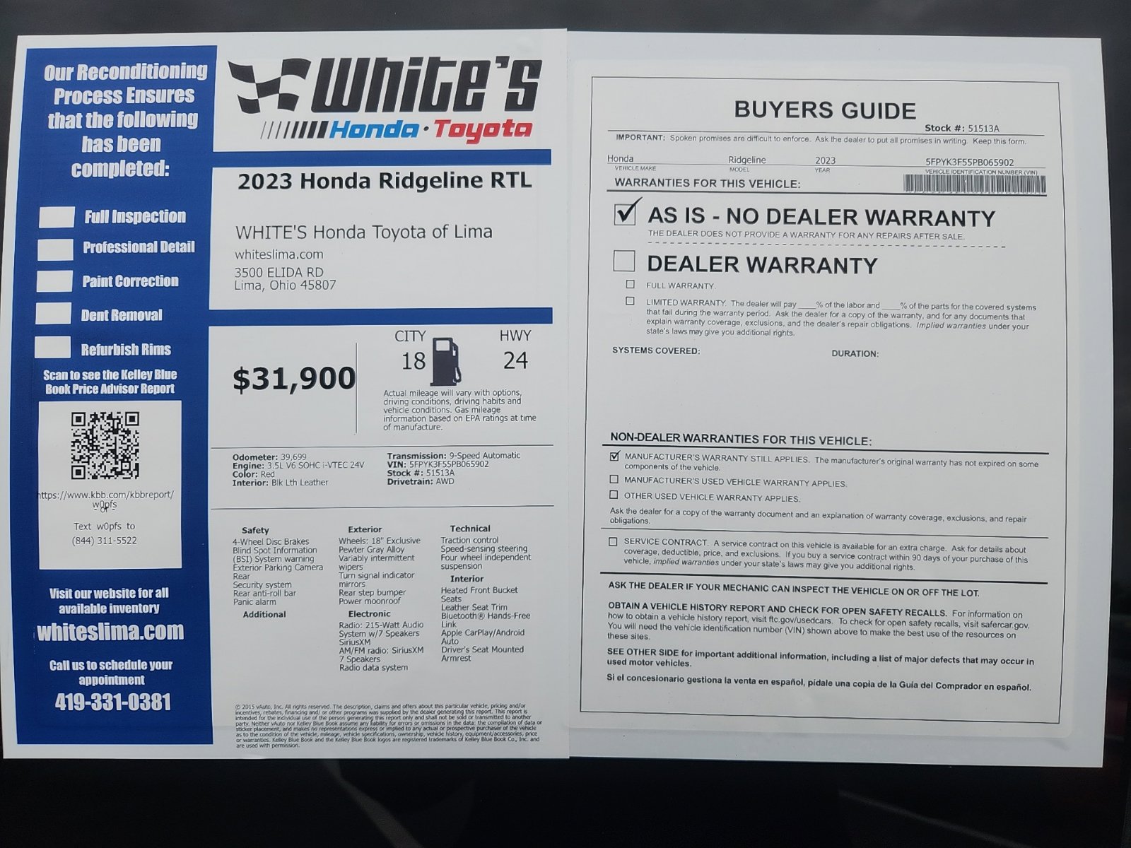 Used 2023 Honda Ridgeline RTL image 17