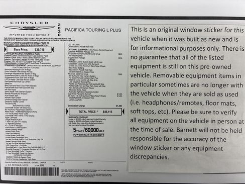 Used 2020 Chrysler Pacifica Touring-L Plus w/ Advanced Safetytec Group FWD image 2