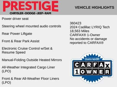 Used 2024 Cadillac Lyriq Tech w/ LPO, Floor Liner Package RWD image 6