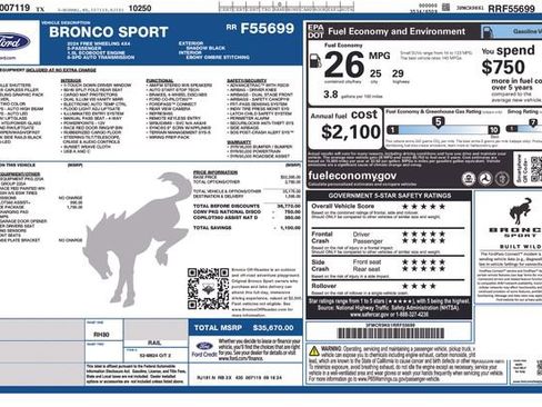 Certified 2024 Ford Bronco Sport Free Wheeling w/ Convenience Package image 27