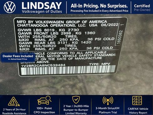 Used 2022 Volkswagen Atlas SEL AWD/4WD image 29
