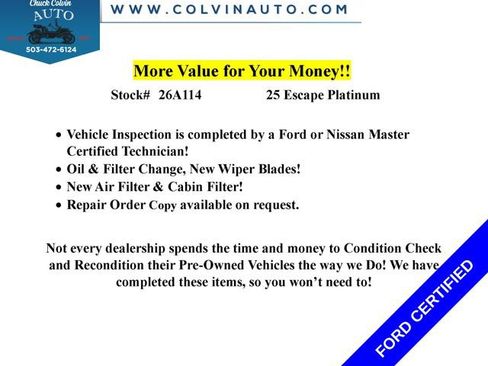 Used 2025 Ford Escape Platinum AWD/4WD image 2