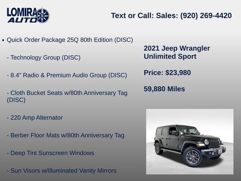 Used 2021 Jeep Wrangler Unlimited Sport AWD/4WD image 8