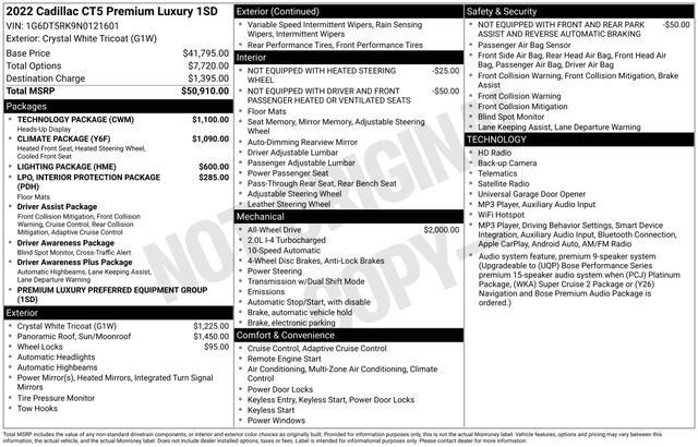 Used 2022 Cadillac CT5 Premium Luxury w/ Technology Package AWD/4WD image 35
