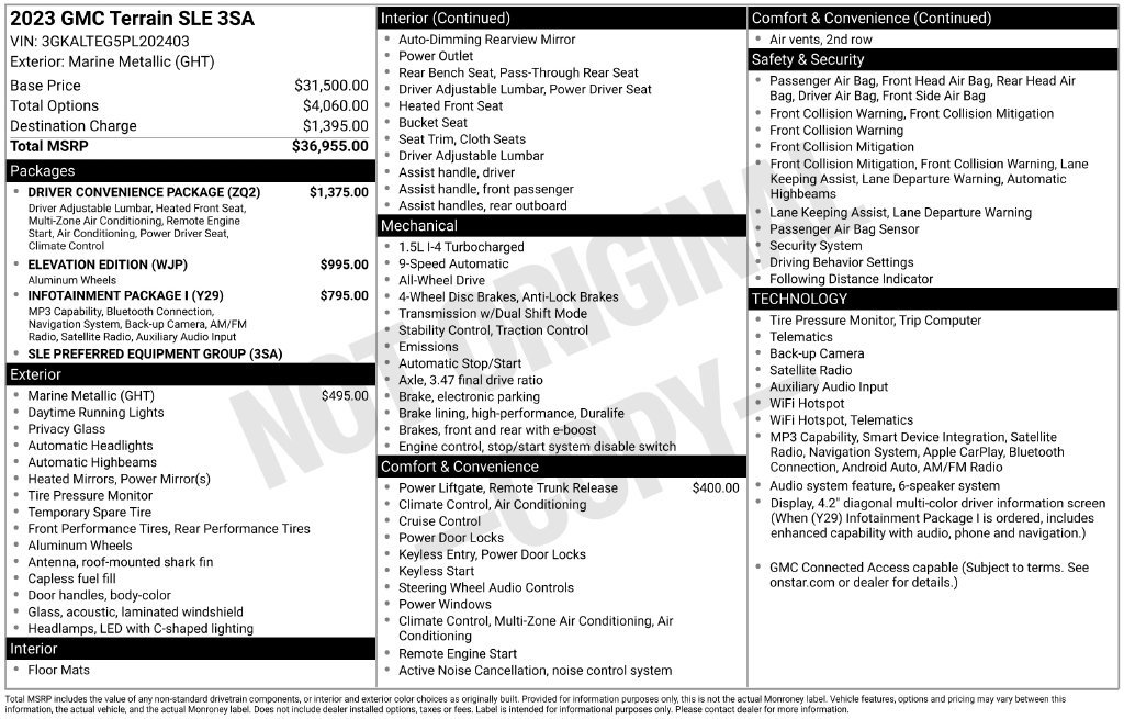 Used 2023 GMC Terrain SLE w/ Driver Convenience Package AWD/4WD image 21