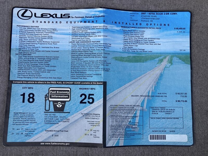 Used 2007 Lexus SC 430 Convertible RWD image 37