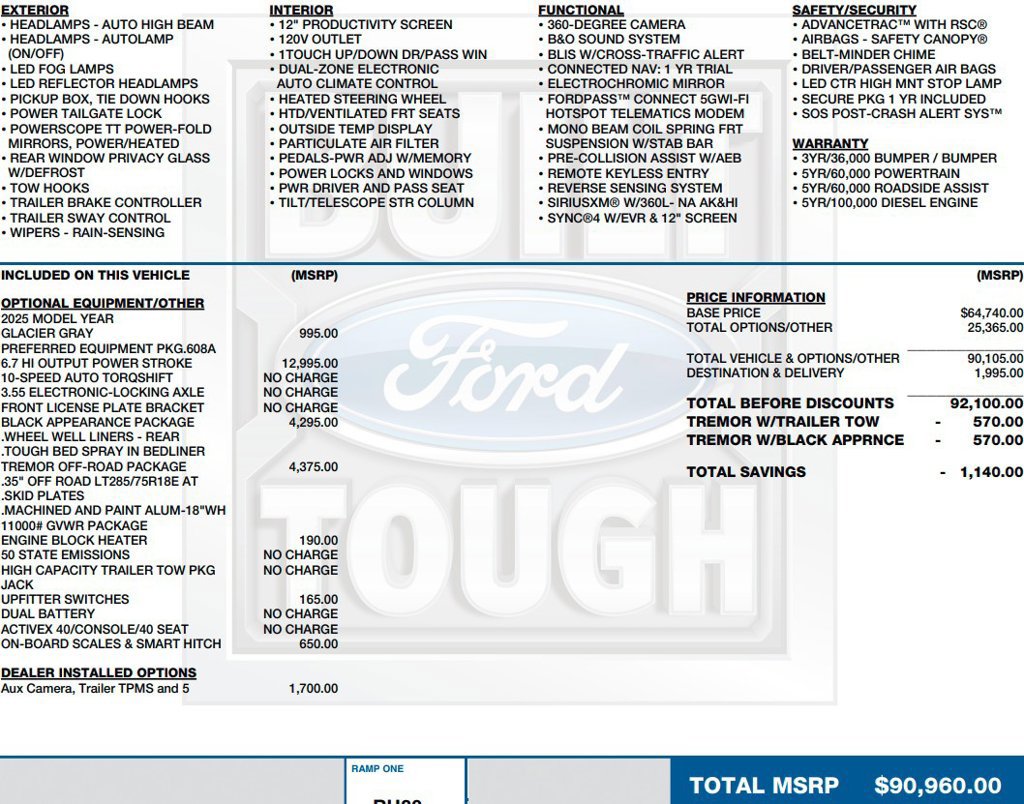 Used 2025 Ford F250 Lariat w/ Tremor Off-Road Package AWD/4WD image 2