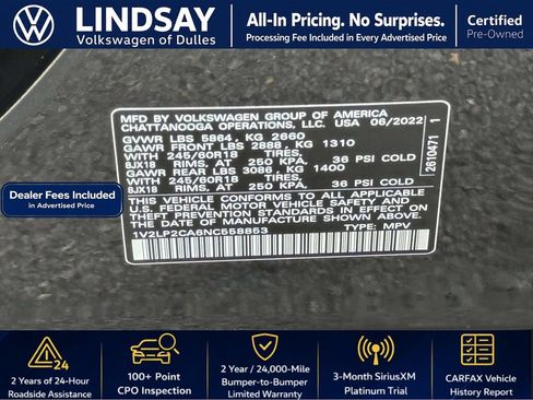 Used 2022 Volkswagen Atlas SE AWD/4WD image 27