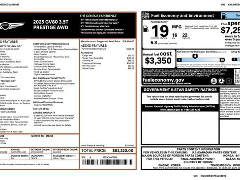 Used 2025 Genesis GV80 3.5T Prestige AWD/4WD image 3