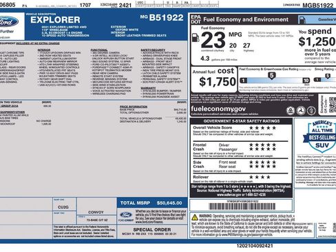 Used 2021 Ford Explorer Limited w/ Equipment Group 301A image 33