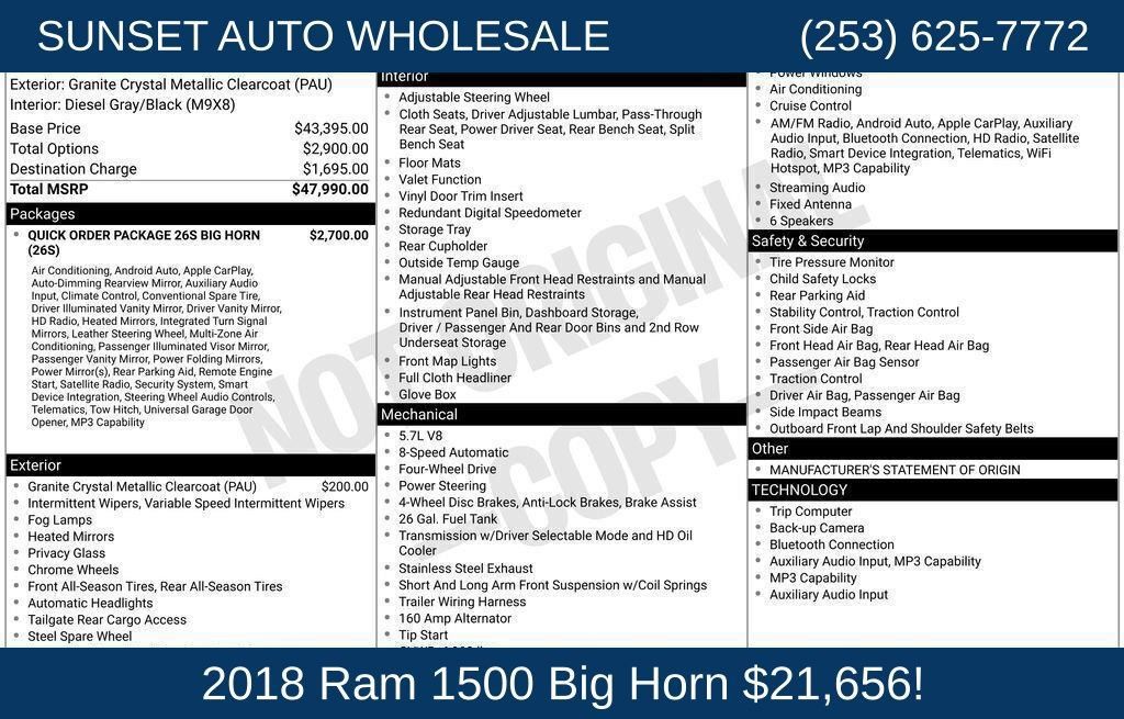 Used 2018 RAM 1500 Big Horn AWD/4WD image 85