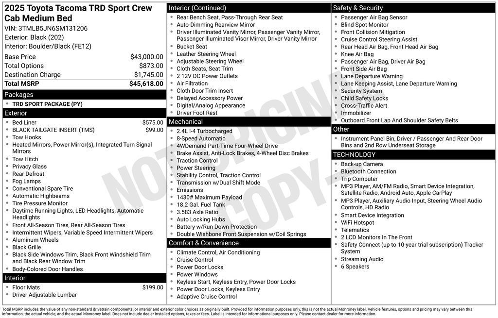 Certified 2025 Toyota Tacoma TRD Sport AWD/4WD image 34