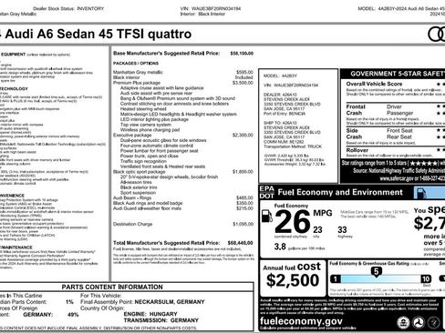 Used 2024 Audi A6 Premium Plus w/ Premium Plus Package AWD/4WD image 3