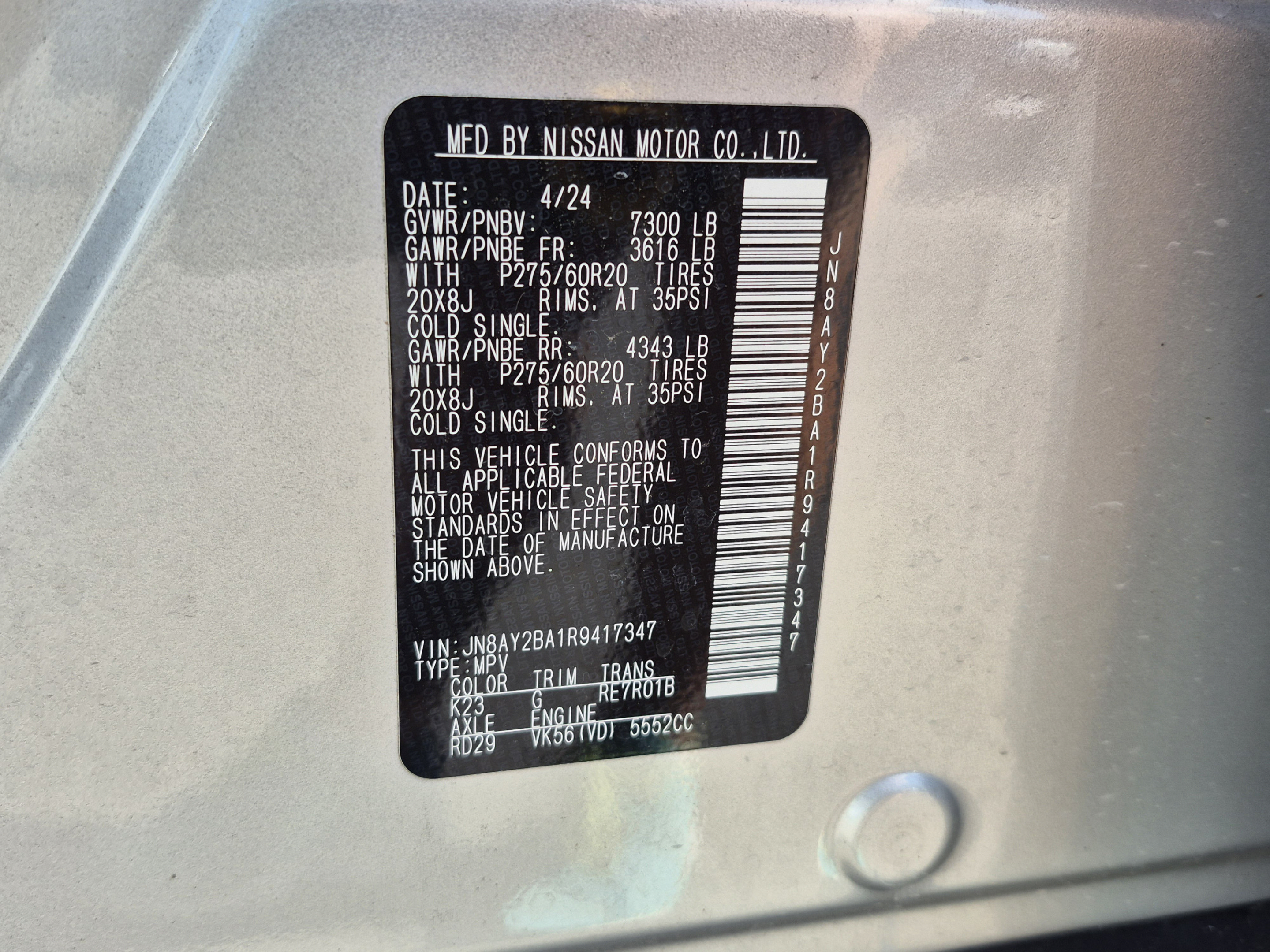 Certified 2024 Nissan Armada SL w/ Captain's Chairs Package RWD image 38