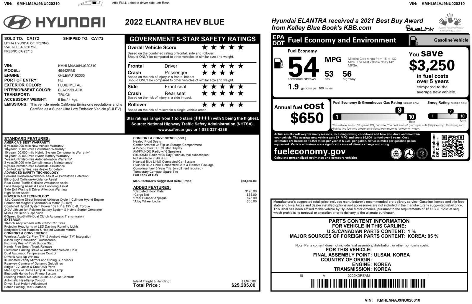 Used 2022 Hyundai Elantra Blue FWD image 48
