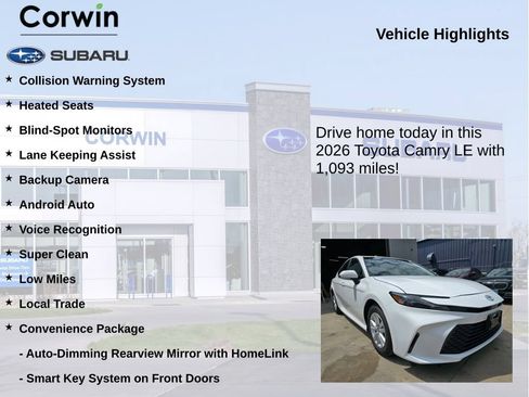 Used 2026 Toyota Camry LE w/ Convenience Package FWD image 6
