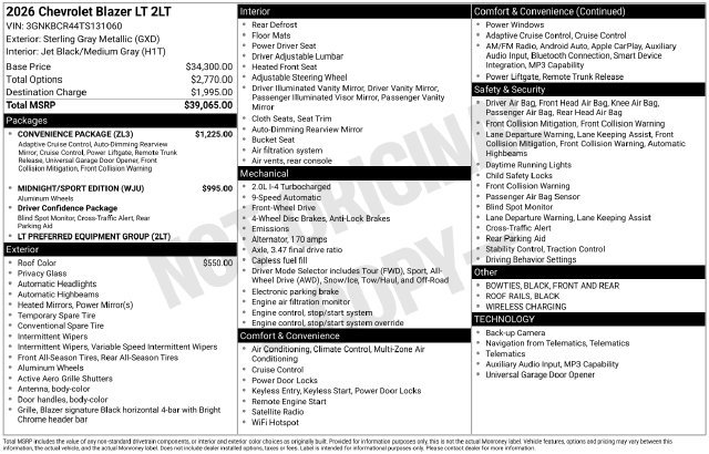 New 2026 Chevrolet Blazer LT w/ Convenience Package FWD image 4