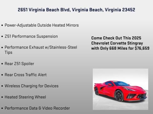 Certified 2025 Chevrolet Corvette Stingray Preferred Cpe w/ Z51 Performance Package image 38