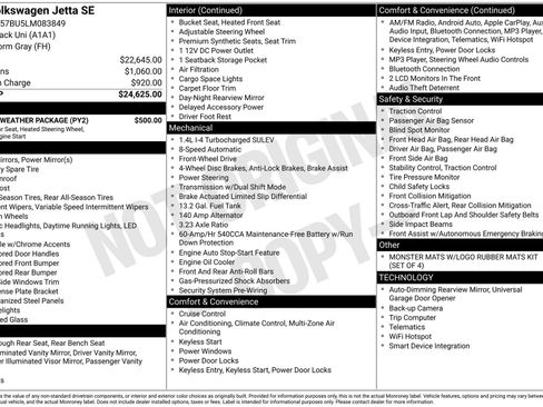 Used 2020 Volkswagen Jetta SE w/ SE Cold Weather Package FWD image 3