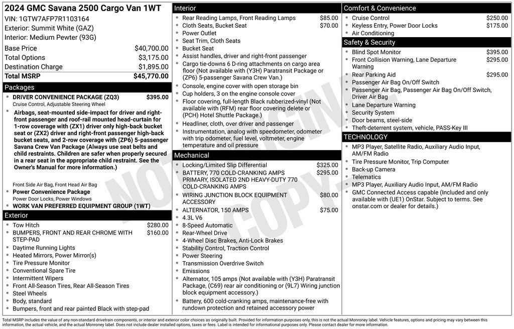 Used 2024 GMC Savana 2500 w/ Driver Convenience Package RWD image 13