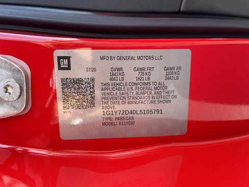 Used 2020 Chevrolet Corvette Stingray Preferred Cpe w/ 2LT Preferred Equipment Group RWD image 33