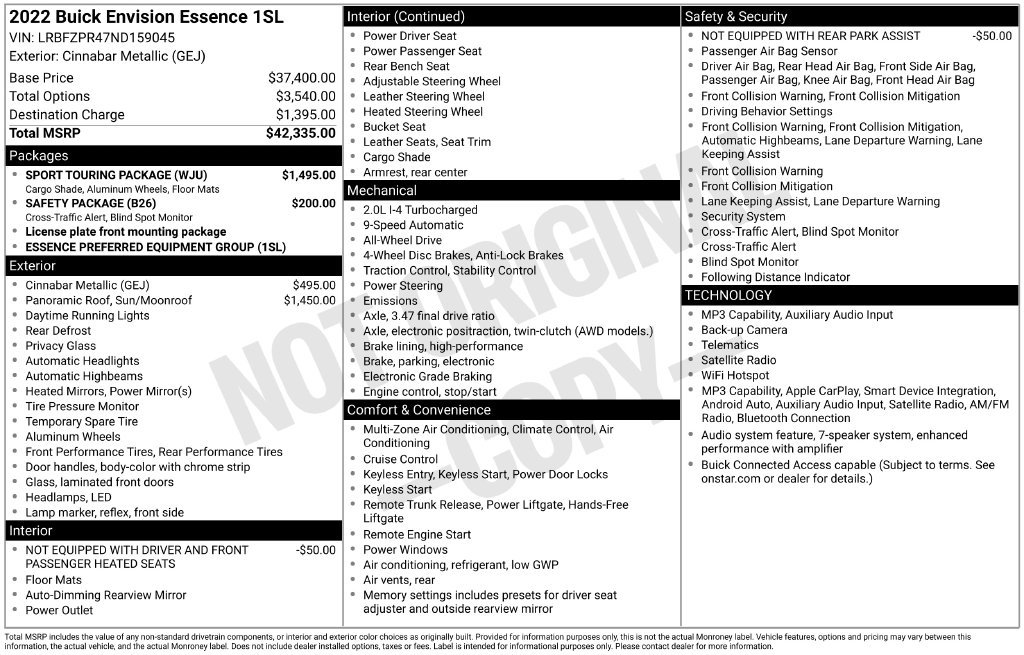 Used 2022 Buick Envision Essence w/ Sport Touring Package AWD/4WD image 5