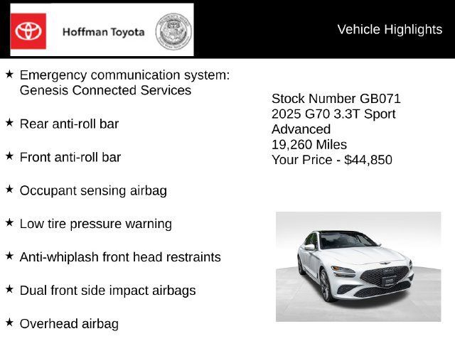 Used 2025 Genesis G70 3.3T Advanced AWD/4WD image 20