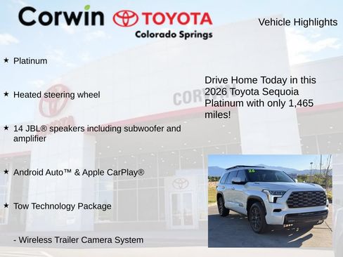 Used 2026 Toyota Sequoia Platinum w/ Tow Technology Package AWD/4WD image 8