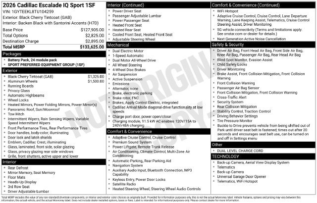 Certified 2026 Cadillac Escalade IQ Sport 1 AWD/4WD image 34