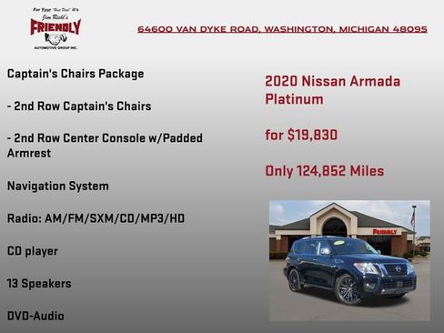 Used 2020 Nissan Armada Platinum w/ Captain's Chairs Package image 5