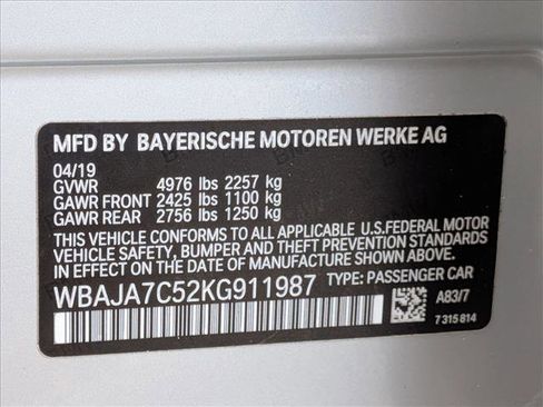 Used 2019 BMW 530i xDrive w/ Convenience Package AWD/4WD image 26