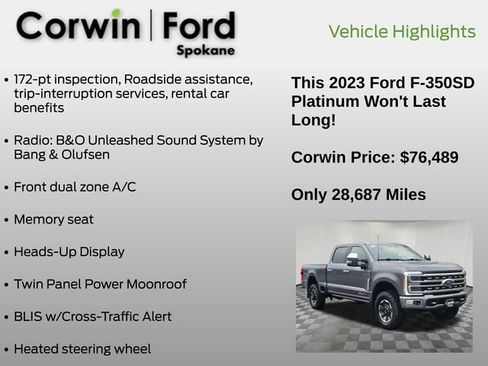 Certified 2023 Ford F350 Platinum w/ Tremor Off-Road Package AWD/4WD image 13
