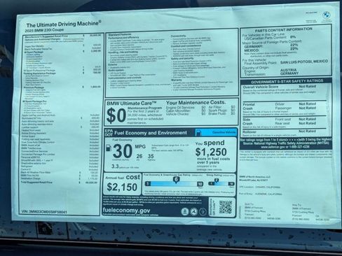 Used 2025 BMW 230i Coupe w/ M Sport Package RWD image 18