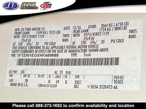 Used 2017 Ford F150 Limited w/ Trailer Tow Package image 17