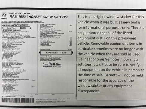 Certified 2025 RAM 1500 Laramie w/ Advanced Safety Group II AWD/4WD image 2