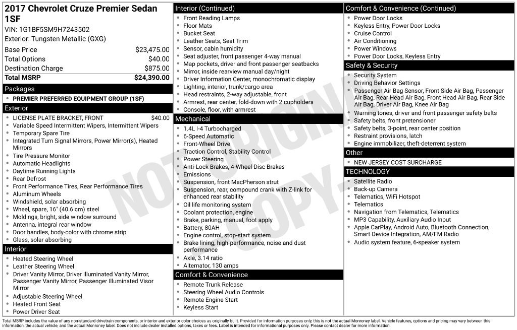 Used 2017 Chevrolet Cruze Premier FWD image 2