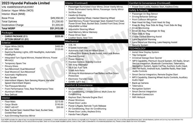 Certified 2023 Hyundai Palisade Limited w/ Cargo Package AWD/4WD image 38