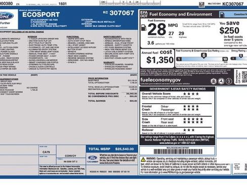 Used 2019 Ford EcoSport SE w/ SE Convenience Package FWD image 12