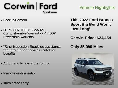 Certified 2023 Ford Bronco Sport Big Bend AWD/4WD image 6