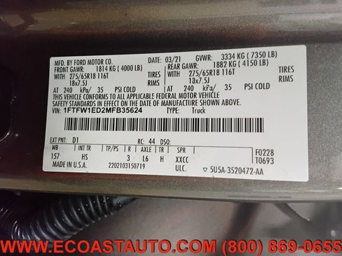 Used 2021 Ford F150 Lariat w/ Equipment Group 502A High AWD/4WD image 16